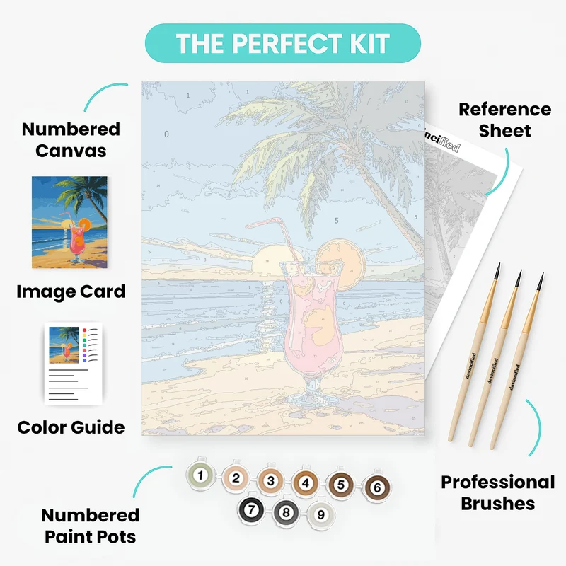 Tropical Sunset Cocktail - Paint by Numbers Kit