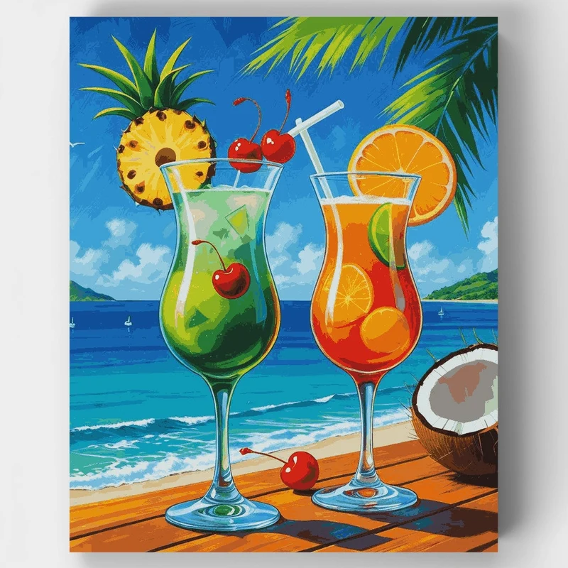 Tropical Paradise Cocktails - Paint by Numbers Kit