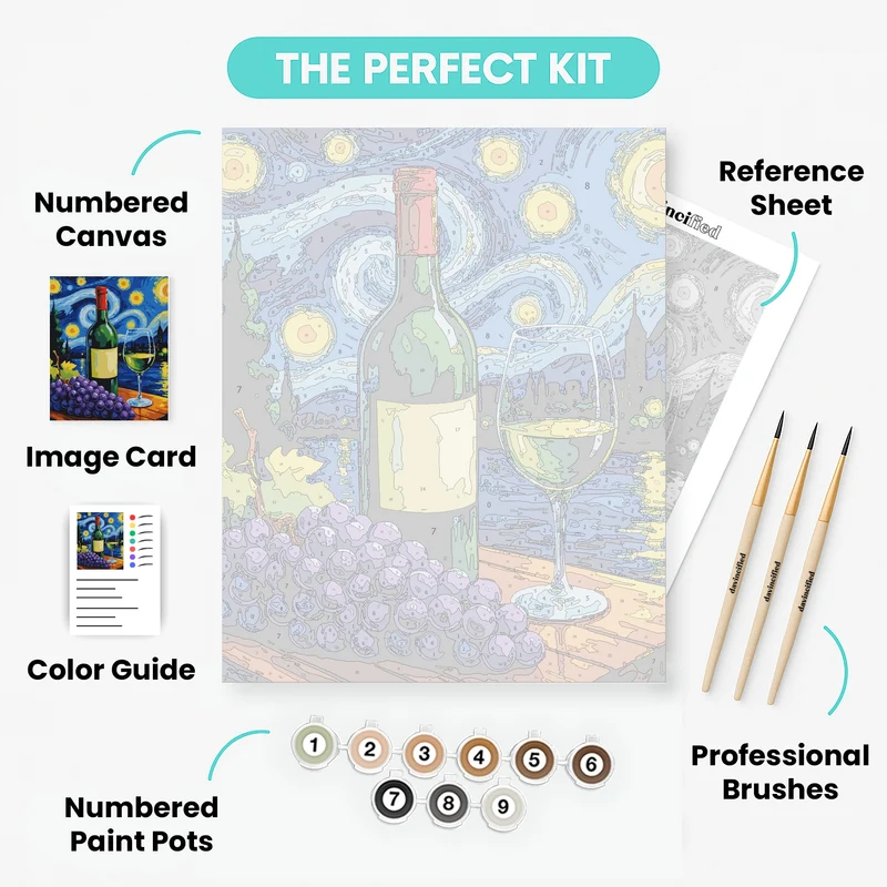 Starry Night Wine and Grapes - Paint by Numbers Kit