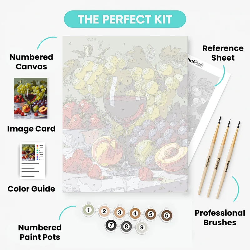 Wine and Fresh Fruits Still Life - Paint by Numbers Kit
