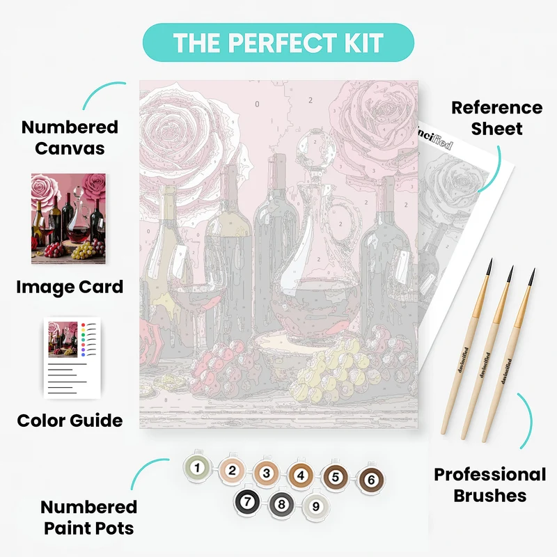 Wine and Roses Still Life - Paint by Numbers Kit
