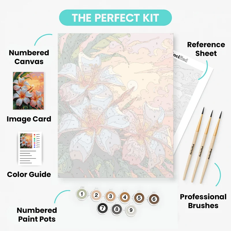 Tropical Plumeria Sunset - Paint by Numbers Kit
