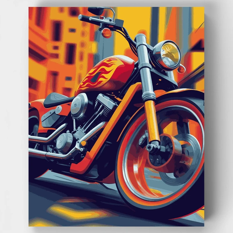 Flame Cruiser Motorcycle - Paint by Numbers Kit