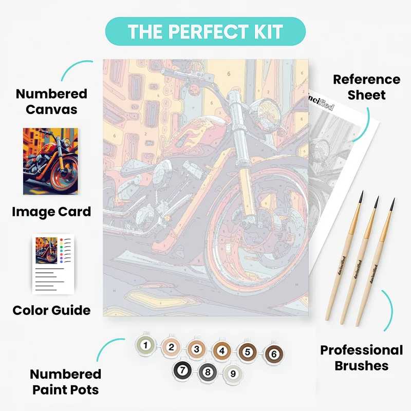 Flame Cruiser Motorcycle - Paint by Numbers Kit