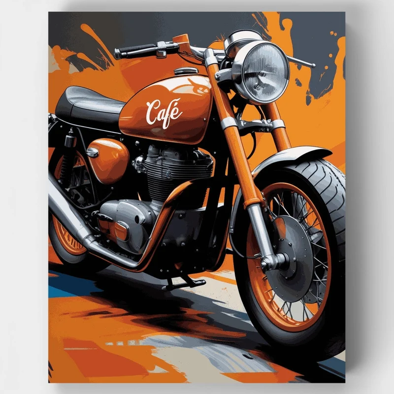 Café Racer in Orange Splash - Paint by Numbers Kit