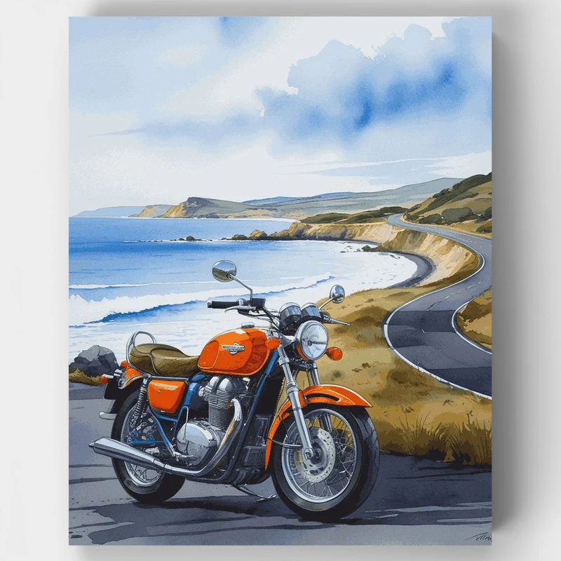 Coastal Motorcycle Adventure - Paint by Numbers Kit