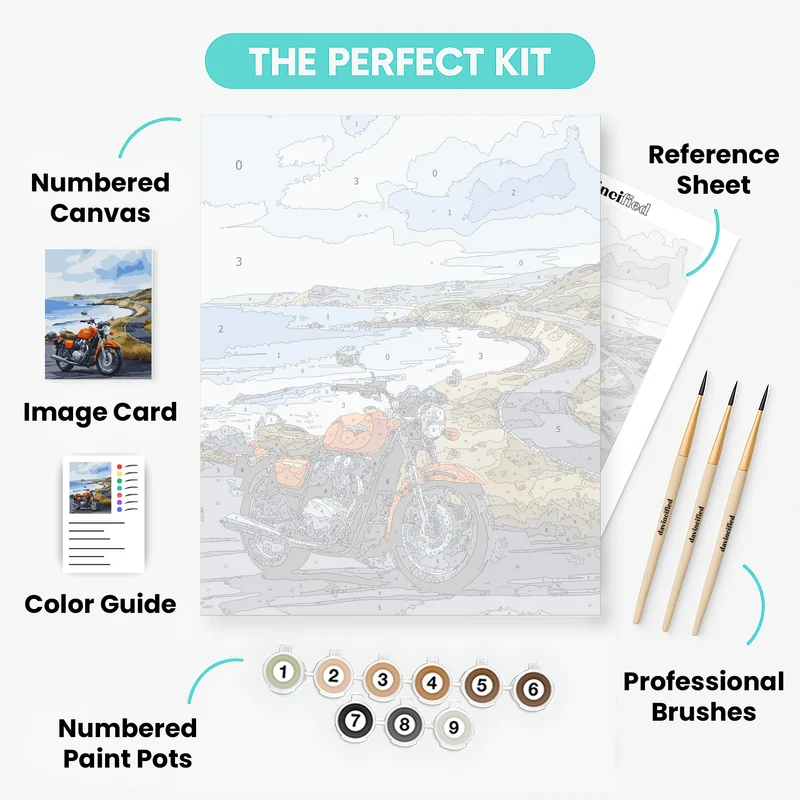 Coastal Motorcycle Adventure - Paint by Numbers Kit