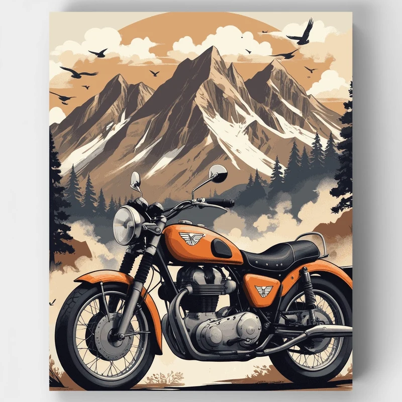 Mountain Motorcycle Adventure - Paint by Numbers Kit