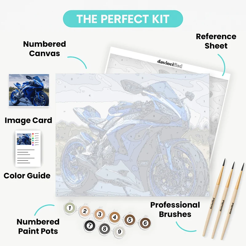 Blue Sport Motorcycle - Paint by Numbers Kit