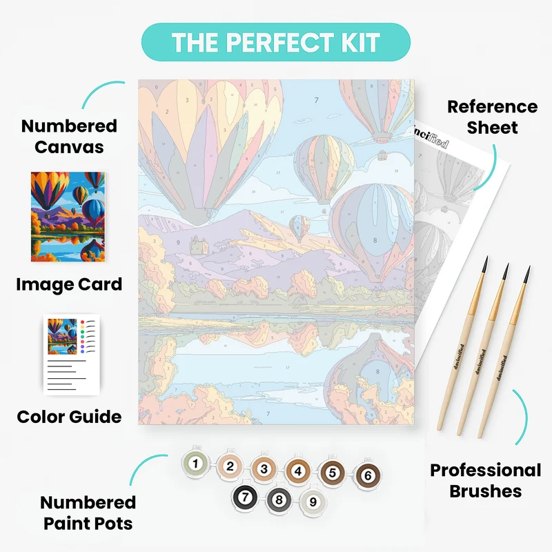 Autumn Reflections and Hot Air Balloons - Paint by Numbers Kit