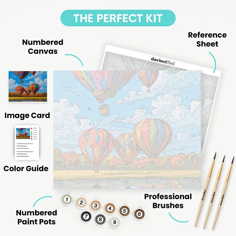 Autumn Hot Air Balloons - Paint by Numbers Kit