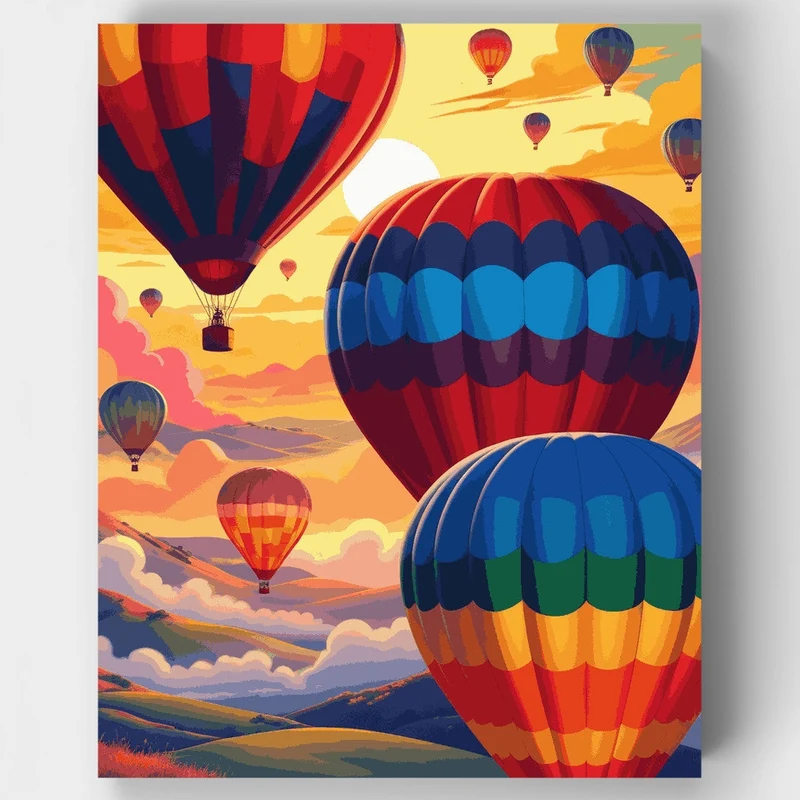 Colorful Dawn Balloon Adventure - Paint by Numbers Kit