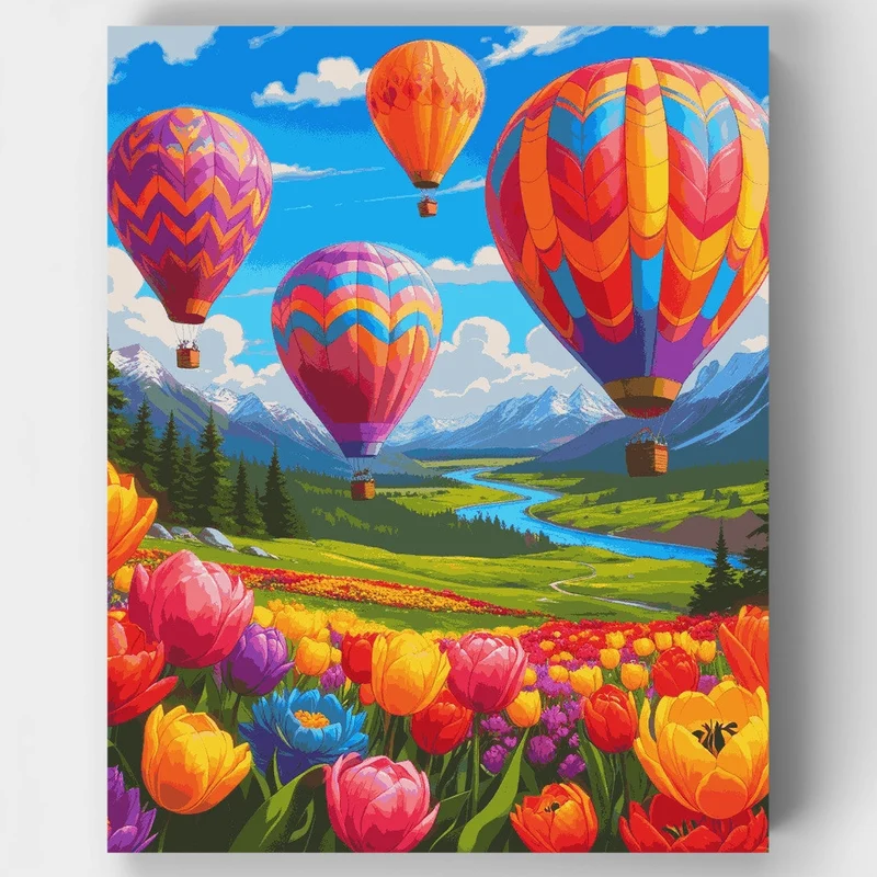 Mountain Valley Hot Air Balloons - Paint by Numbers Kit