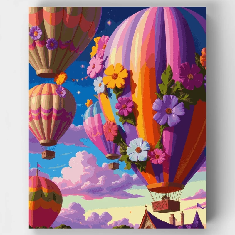 Floral Fantasy Hot Air Balloons - Paint by Numbers Kit