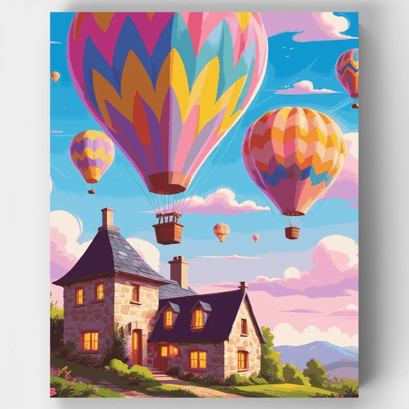 Whimsical Hot Air Balloons - Paint by Numbers Kit