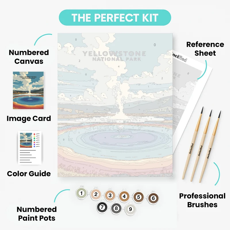 Yellowstone Hot Spring Vista - Paint by Numbers Kit