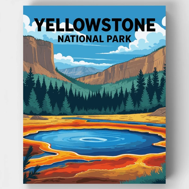 Yellowstone Grand Prismatic Spring - Paint by Numbers Kit