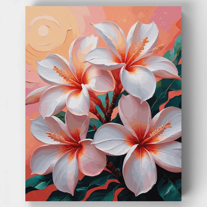Tropical Hibiscus Blossoms - Paint by Numbers Kit