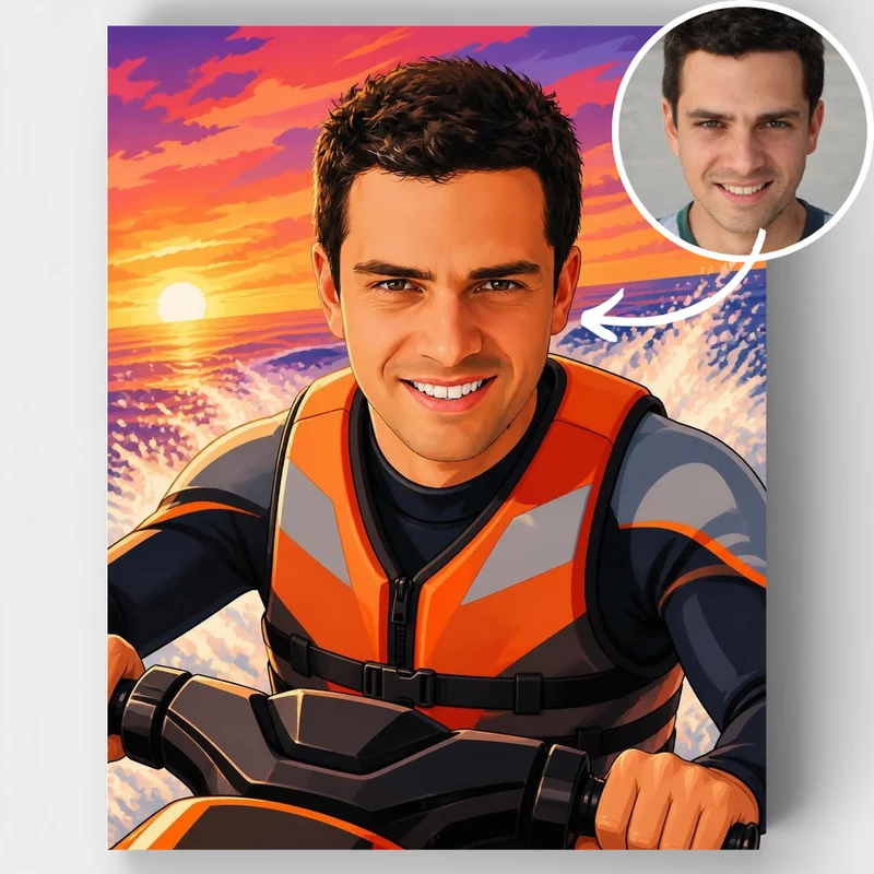 Sunset Jet Ski Thrill - Custom Paint by Numbers Kit