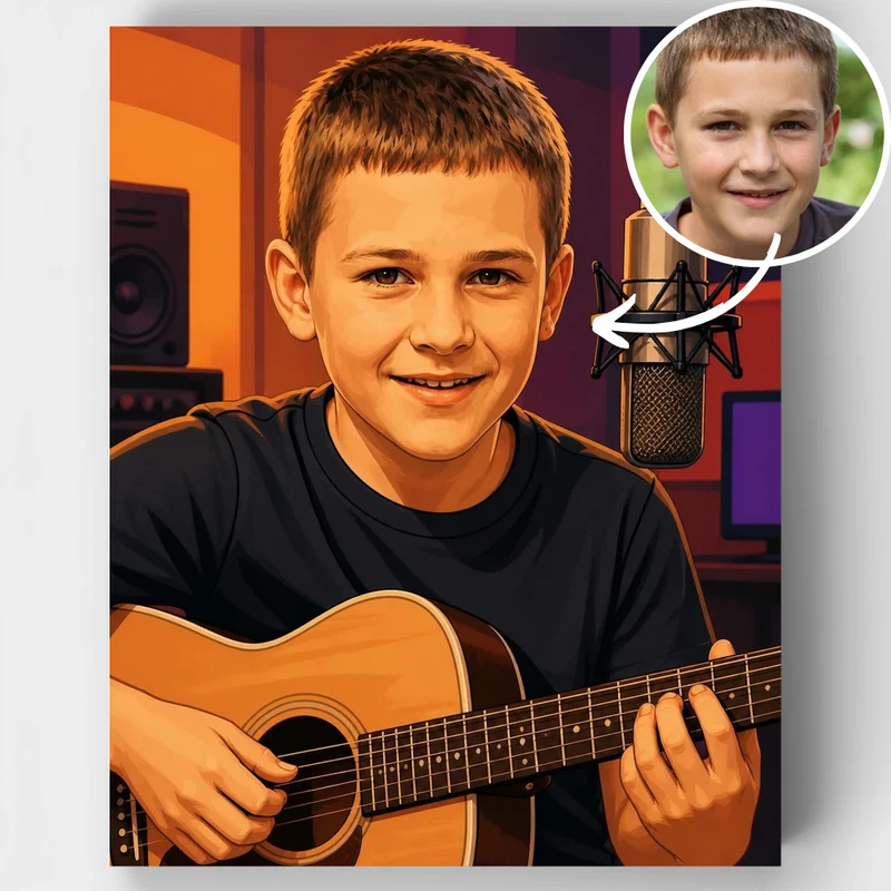 Young Musician in Studio - Custom Paint by Numbers Kit