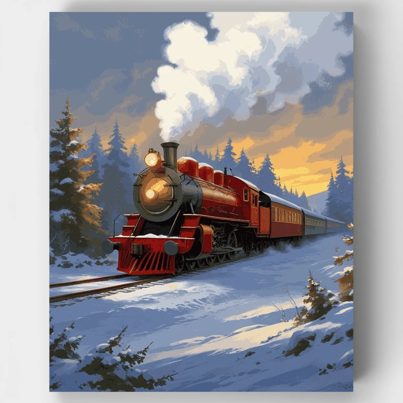 Winter Steam Train Journey - Paint by Numbers Kit