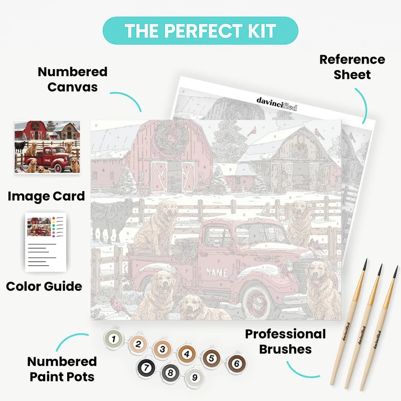 Winter Farm Golden Retrievers - Paint by Numbers Kit