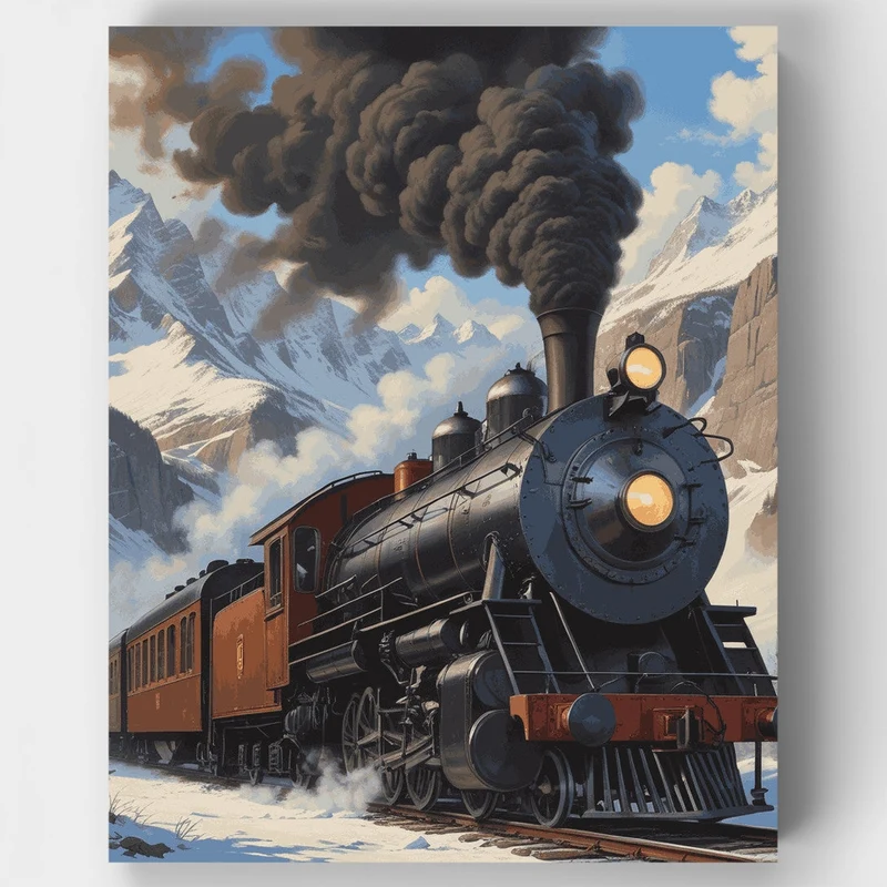 Mountain Steam Train - Paint by Numbers Kit
