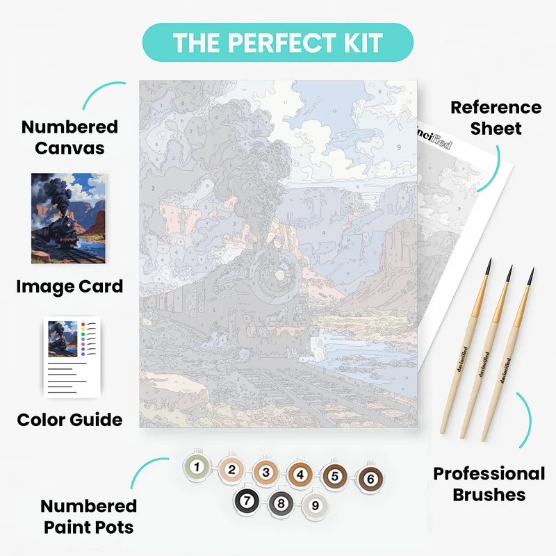 Steam Train in Canyon - Paint by Numbers Kit