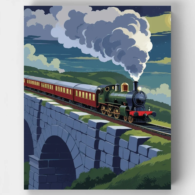 Moonlit Steam Train Journey - Paint by Numbers Kit