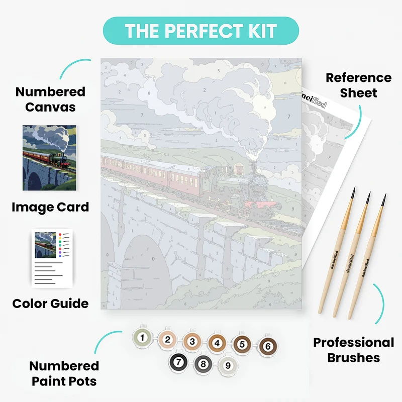 Moonlit Steam Train Journey - Paint by Numbers Kit