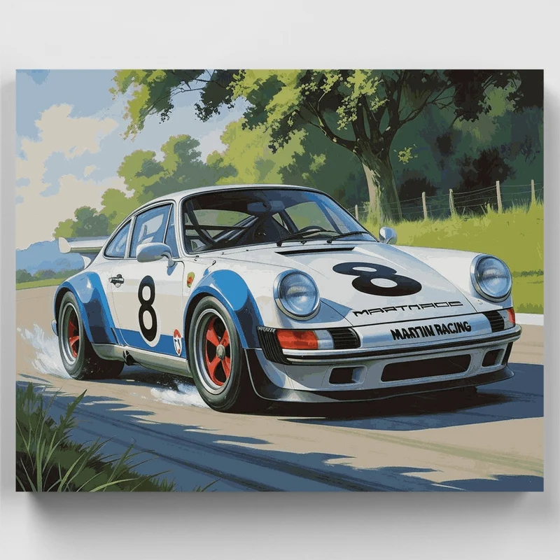 8 Sport Car Racing - Paint by Numbers Kit