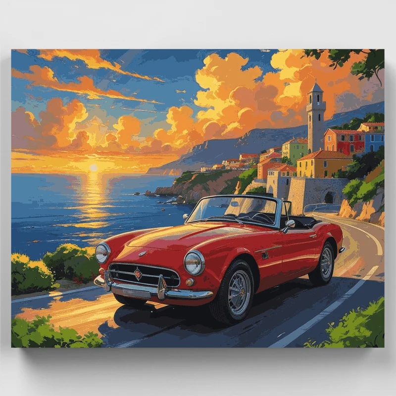 Italian Riviera Sports Car - Paint by Numbers Kit