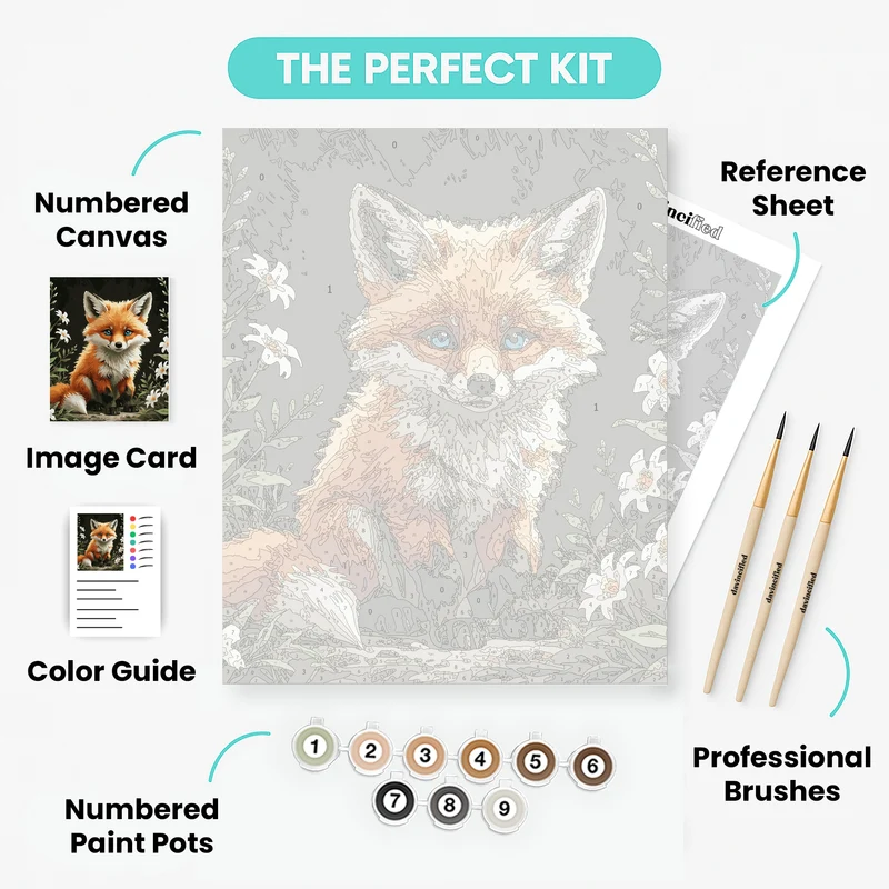 Enchanted Fox in Wildflowers - Paint by Numbers Kit