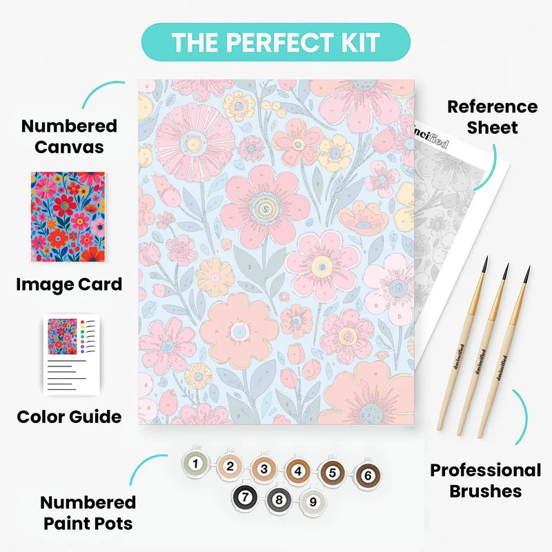 Cheerful Garden Blossoms - Paint by Numbers Kit