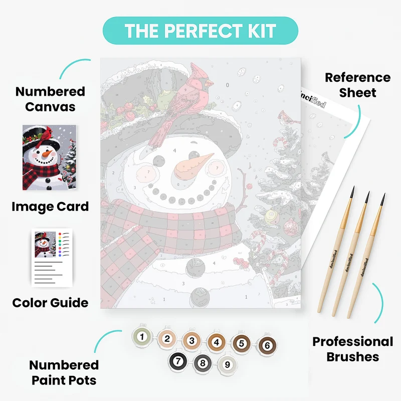 Festive Cardinal Snowman - Paint by Numbers Kit