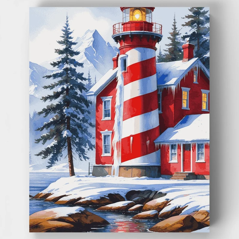 Winter Lighthouse - Paint by Numbers Kit