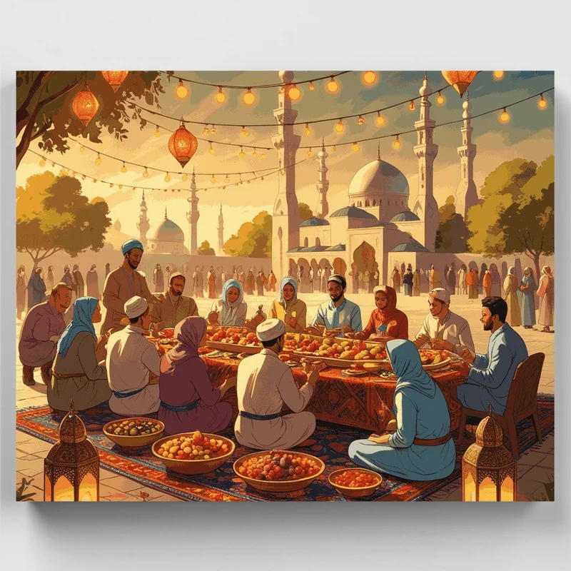 Ramadan Feast Under Lantern Light - Paint by Numbers Kit