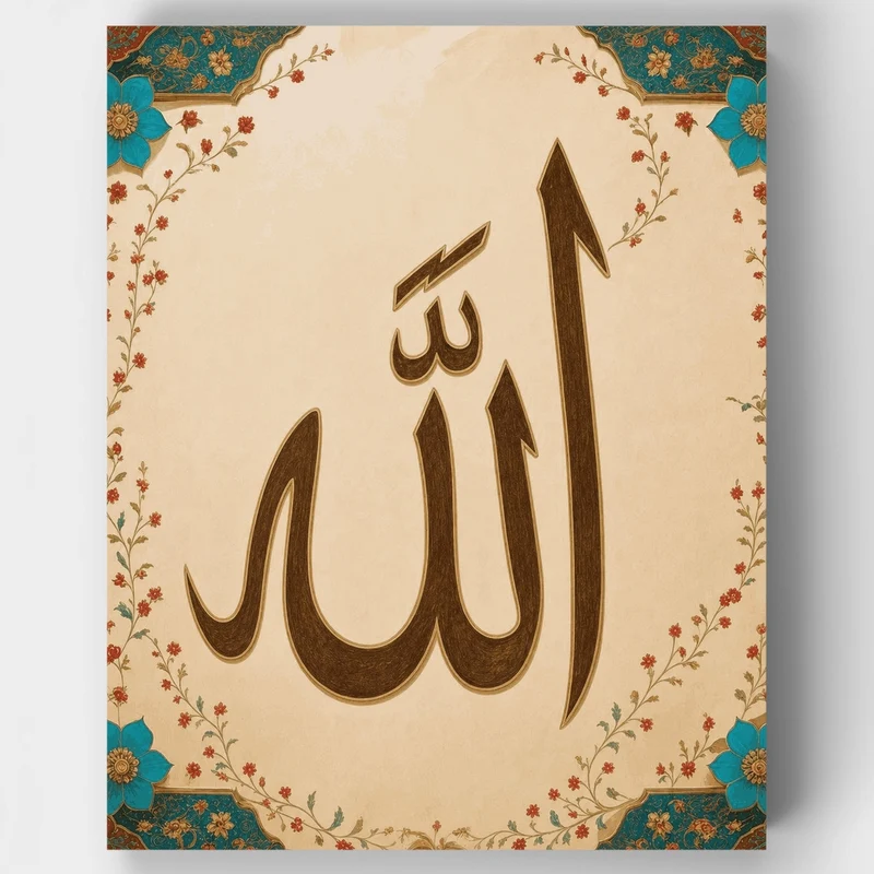 Islamic Calligraphy in Turquoise and Gold - Paint by Numbers Kit