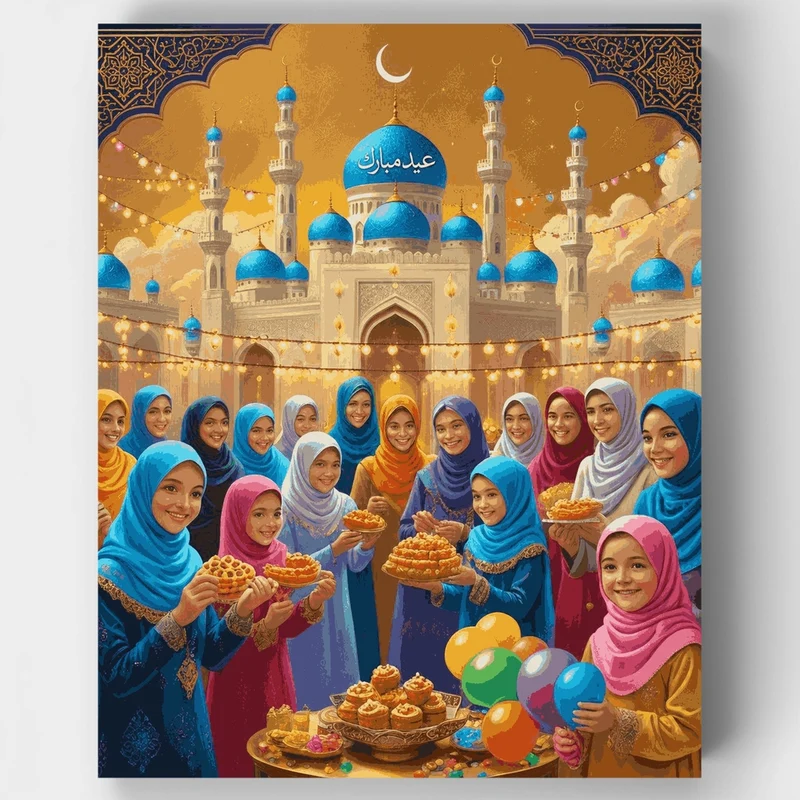 Eid Celebration at the Mosque - Paint by Numbers Kit