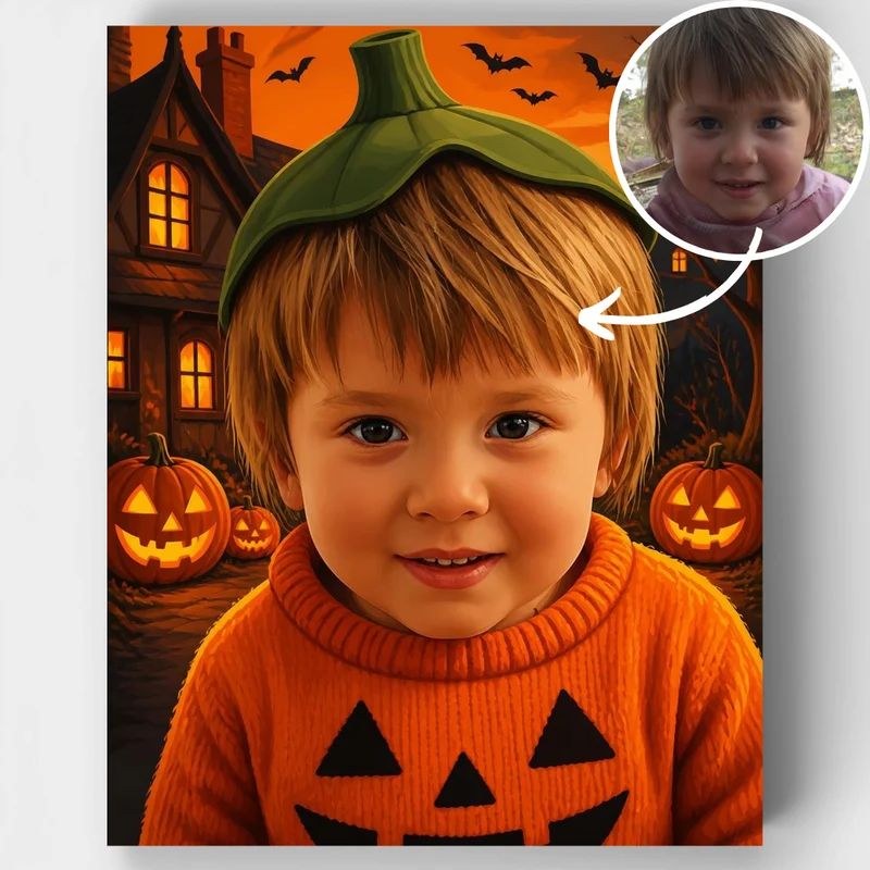 Halloween Pumpkin Kid - Custom Paint by Numbers Kit