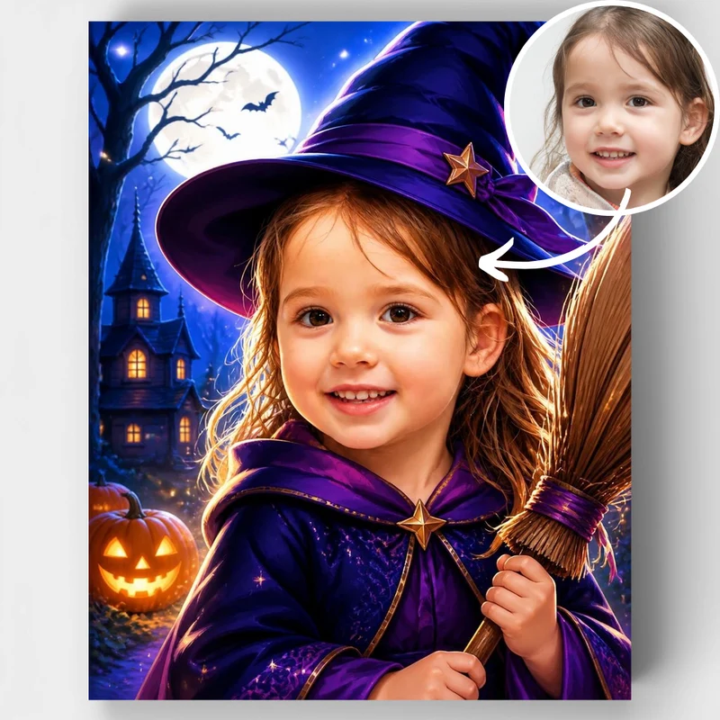 Witch on Halloween Night - Custom Paint by Numbers Kit