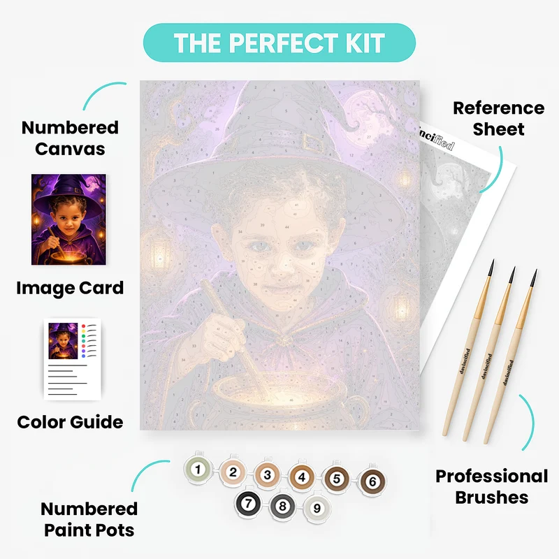 Young Witch in Enchanted Forest - Custom Paint by Numbers Kit