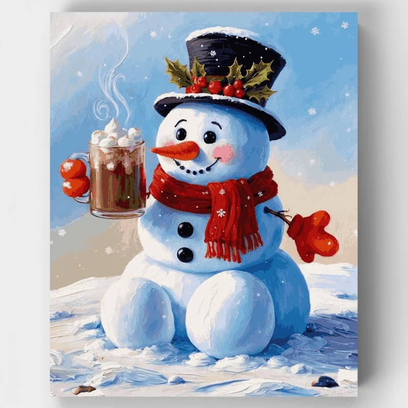 Jolly Snowman's Hot Cocoa - Paint by Numbers Kit