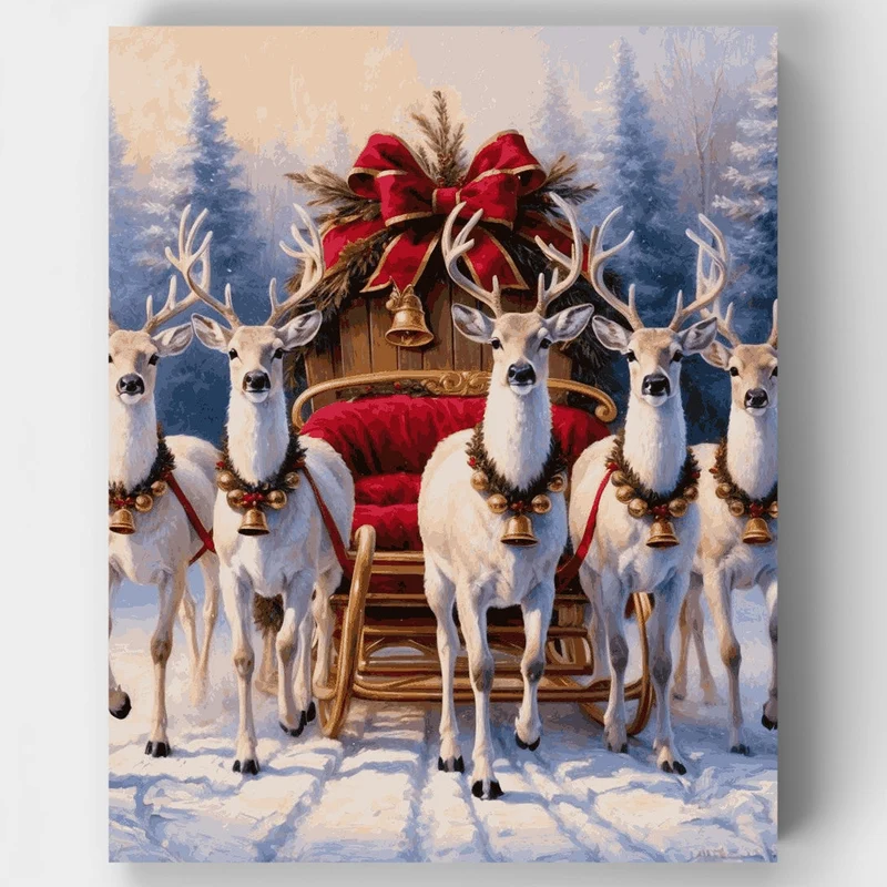Santa's Reindeer Sleigh - Paint by Numbers Kit