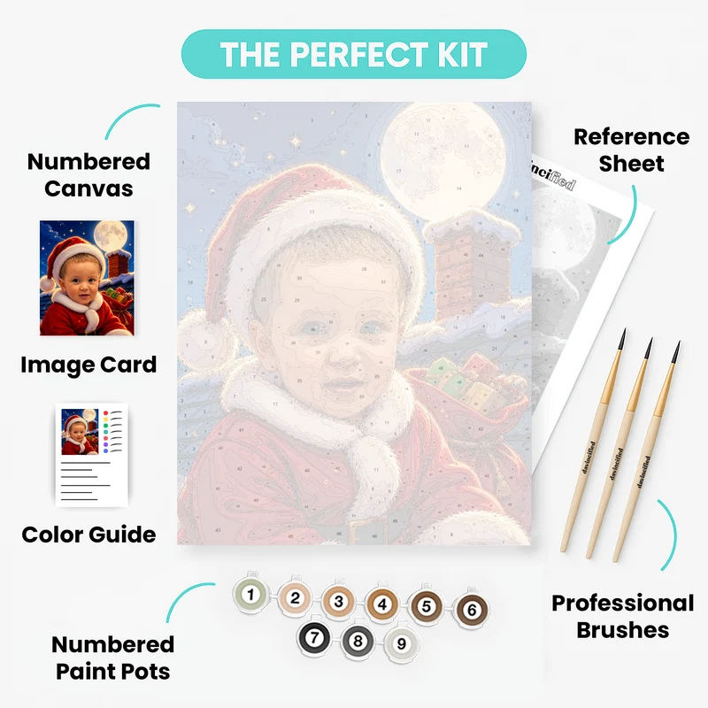 Baby Santa on Rooftop - Custom Paint by Numbers Kit