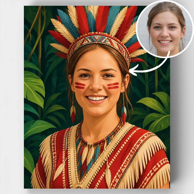 Feather Headdress Portrait - Custom Paint by Numbers Kit