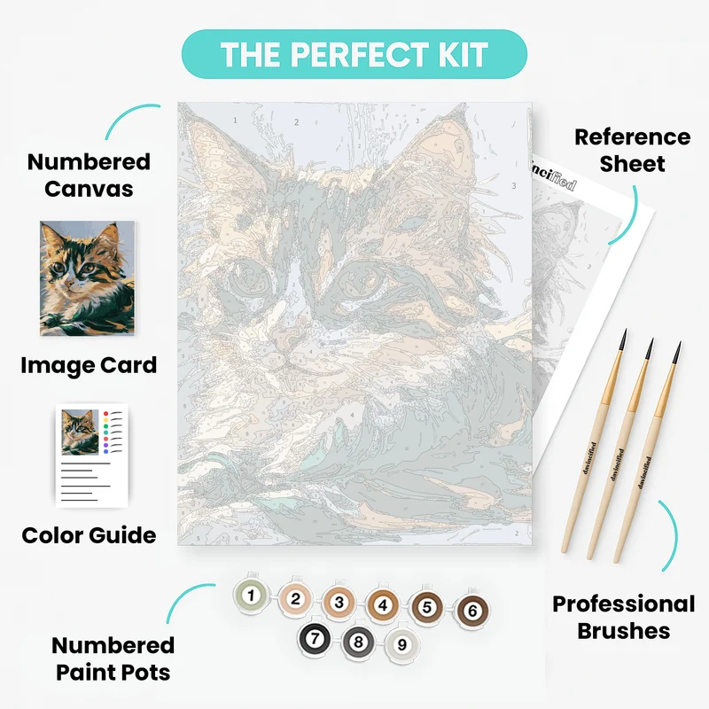Vibrant Feline Portrait - Paint by Numbers Kit