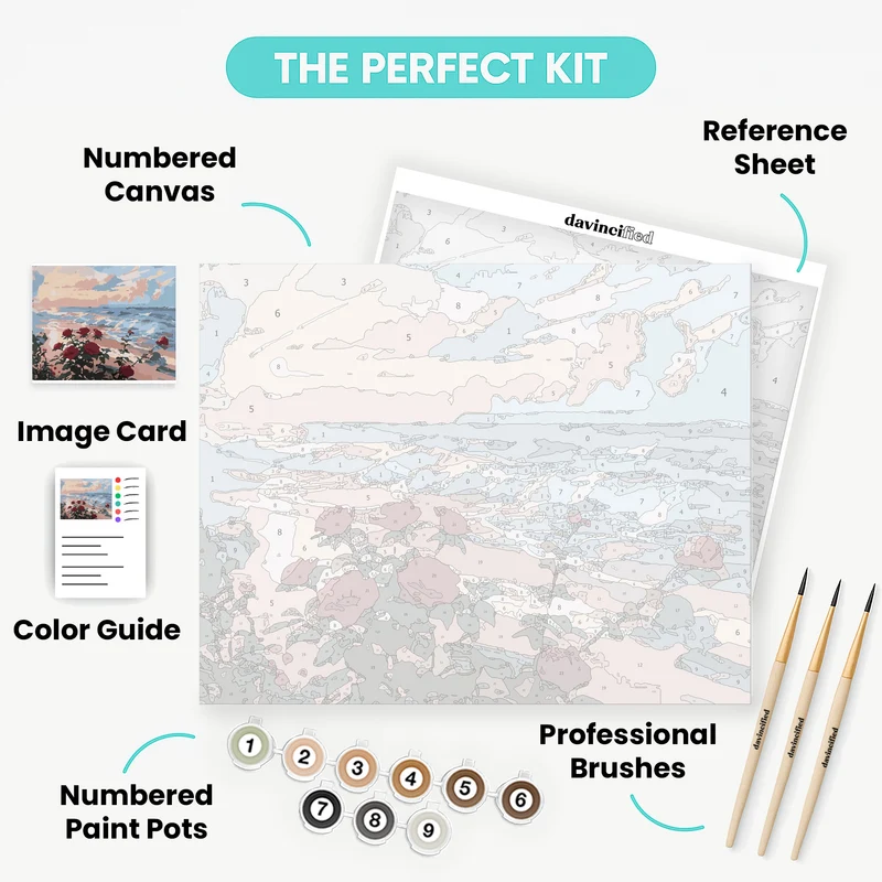 Waves and Roses - Paint by Numbers Kit