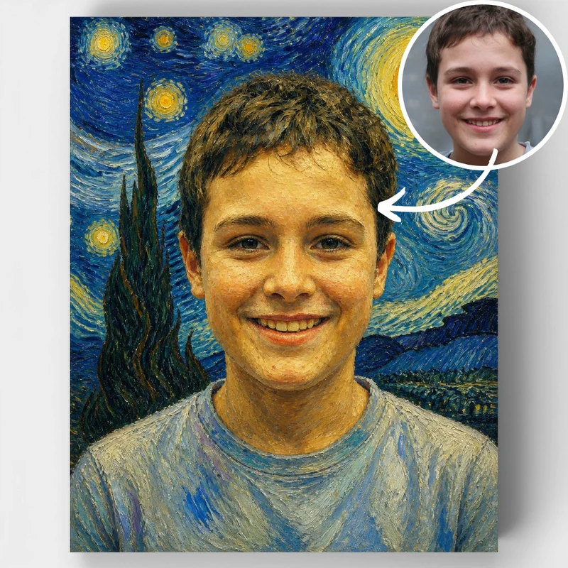 Starry Night Man Portrait - Custom Paint by Numbers Kit