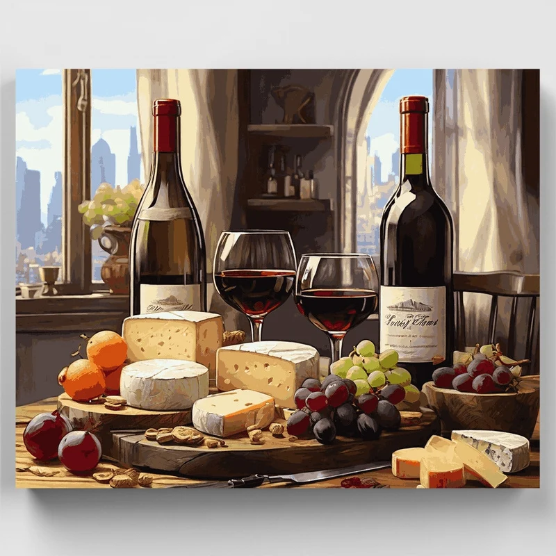Wine and Cheese Delight - Paint by Numbers Kit
